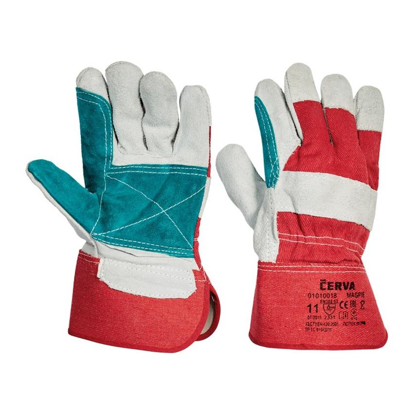 RUKAVICE MAGPIE KOMB. HOVĚZÍ ŠTÍP. 11