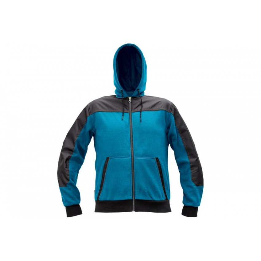 MIKINA CREMORNE S KAPUCÍ PETROLEJOVÁ