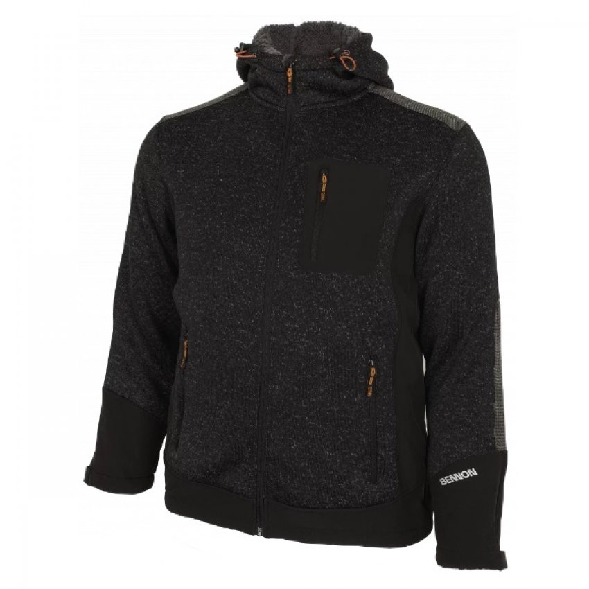 MIKINA NORTOS S KOŽEŠINOU ŠEDÁ/ČERNÁ