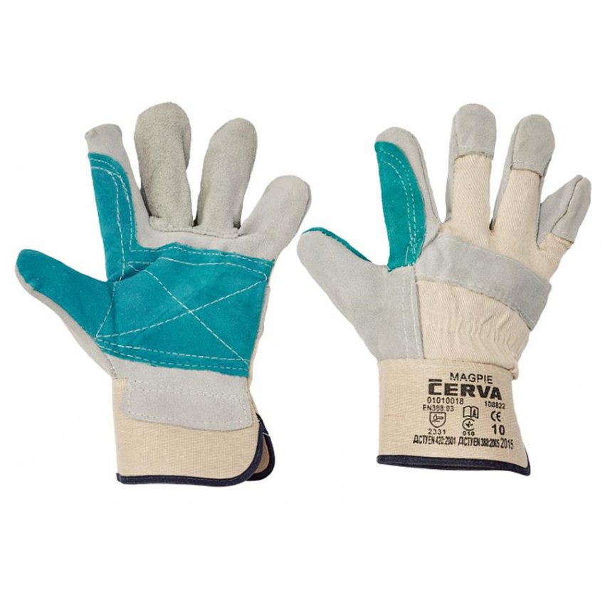 RUKAVICE MAGPIE KOMB. HOVĚZÍ ŠTÍP. 10,5