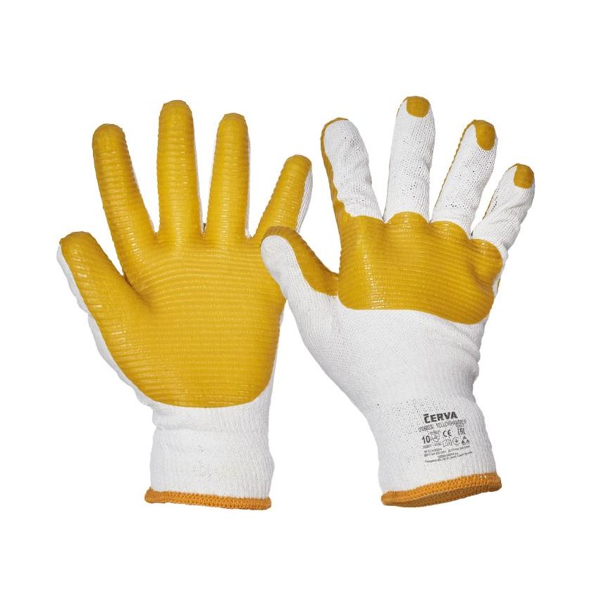 RUKAVICE YELLOWHAMMER MÁČENÉ LATEX 10