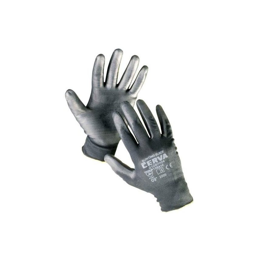 RUKAVICE BUNTING nylon PU dlaň ČERNÉ 9